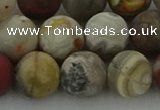 CRO1094 15.5 inches 12mm round matte laguna lace agate beads