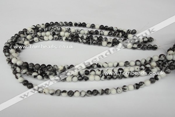 CRO11 15.5 inches 6mm round black & white jasper beads wholesale