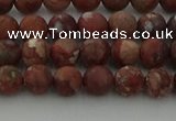 CRO1101 15.5 inches 6mm round matte pomegranate jasper beads