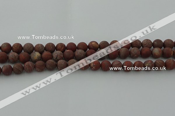 CRO1102 15.5 inches 8mm round matte pomegranate jasper beads