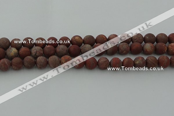 CRO1103 15.5 inches 10mm round matte pomegranate jasper beads