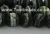 CRO1124 15.5 inches 12mm round matte green silver line jasper beads