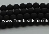 CRO1130 15.5 inches 4mm round matte black agate gemstone beads