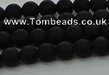 CRO1131 15.5 inches 6mm round matte black agate gemstone beads