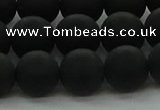 CRO1134 15.5 inches 12mm round matte black agate gemstone beads