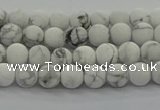 CRO1140 15.5 inches 4mm round matte white howlite beads