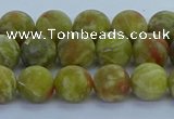 CRO1152 15.5 inches 8mm round matte green dragon serpentine jasper beads