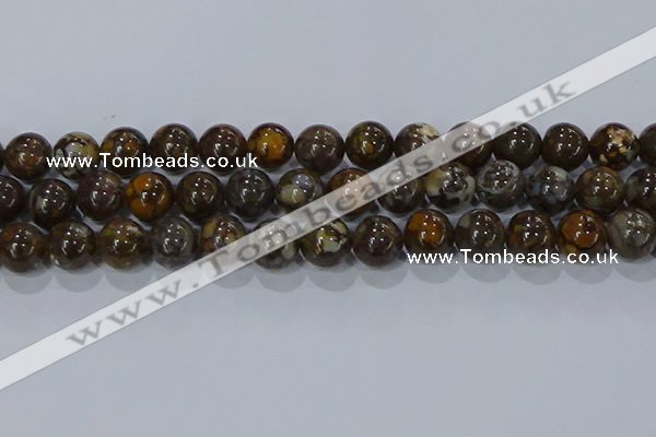 CRO1175 15.5 inches 14mm round fire lace opal gemstone beads