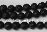 CRO118 15.5 inches 8mm round black lava beads wholesale