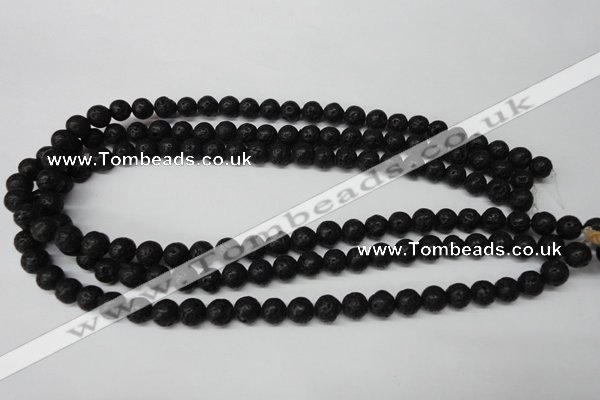 CRO118 15.5 inches 8mm round black lava beads wholesale