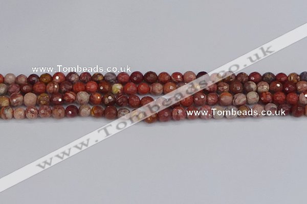CRO1189 15.5 inches 6mm faceted round red porcelain beads