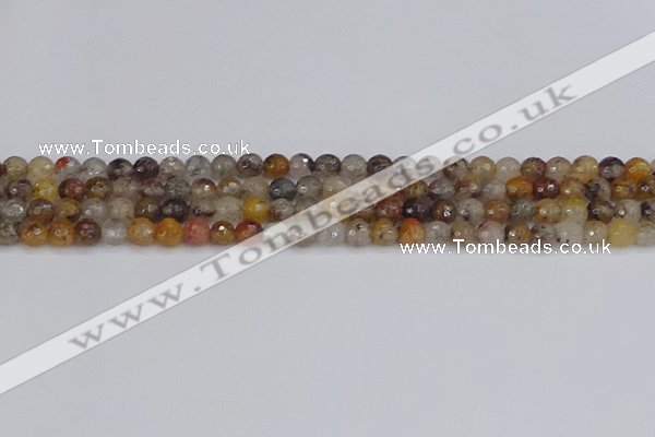 CRO1195 15.5 inches 4mm faceted round mixed lodalite quartz beads