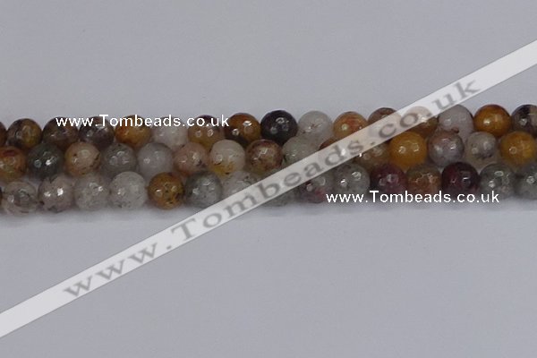 CRO1198 15.5 inches 10mm faceted round mixed lodalite quartz beads