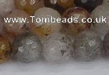 CRO1199 15.5 inches 12mm faceted round mixed lodalite quartz beads