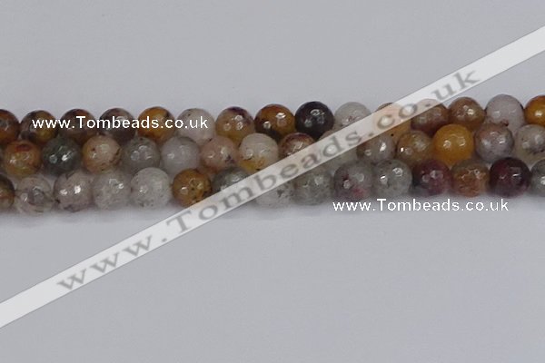 CRO1199 15.5 inches 12mm faceted round mixed lodalite quartz beads