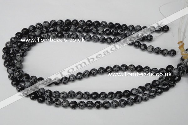 CRO122 15.5 inches 8mm round snowflake obsidian beads wholesale