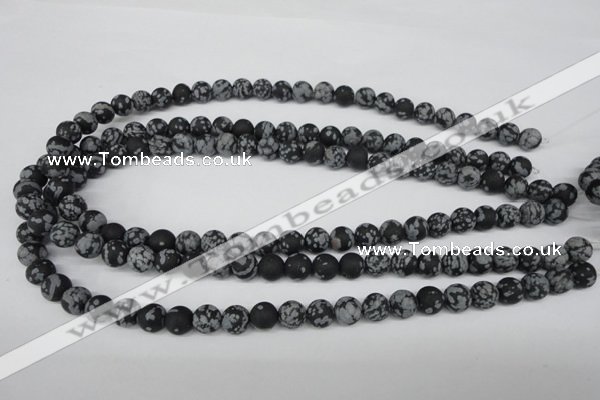 CRO130 15.5 inches 8mm round snowflake obsidian beads wholesale