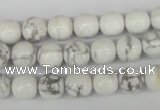 CRO132 15.5 inches 8mm round white howlite turquoise beads wholesale