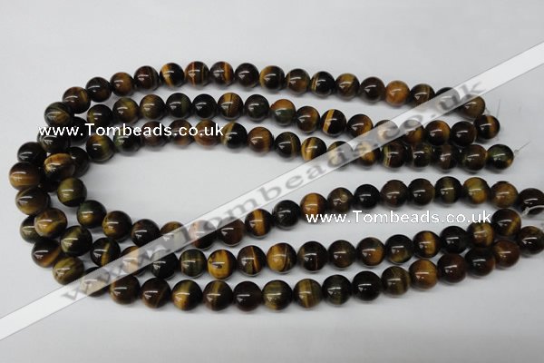 CRO217 15.5 inches 10mm round yellow & blue tiger eye beads wholesale