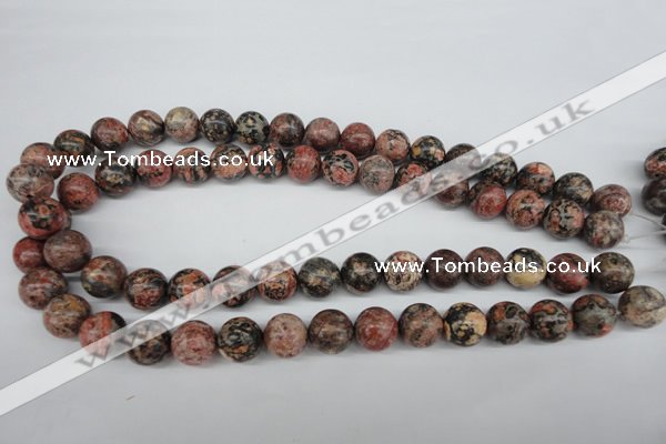 CRO324 15.5 inches 12mm round red leopard skin jasper beads wholesale