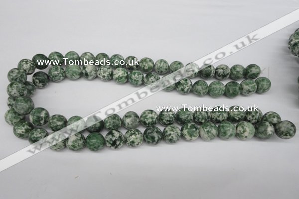 CRO348 15.5 inches 12mm round green spot gemstone beads wholesale