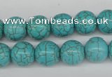 CRO365 15.5 inches 12mm round synthetic turquoise beads wholesale