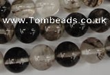 CRO370 15.5 inches 12mm round watermelon black beads wholesale