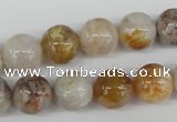 CRO384 15.5 inches 14mm round bamboo leaf agate beads wholesale