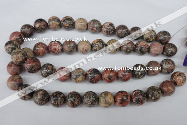 CRO403 15.5 inches 14mm round red leopard skin jasper beads wholesale