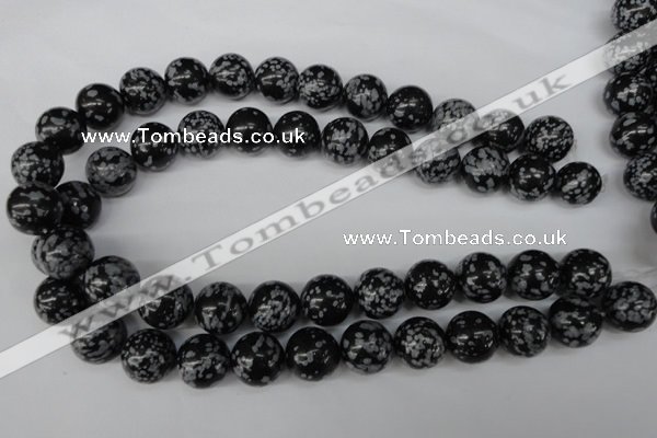 CRO404 15.5 inches 14mm round snowflake obsidian beads wholesale