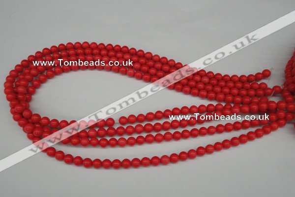 CRO44 15.5 inches 6mm round synthetic coral beads wholesale