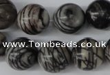 CRO451 15.5 inches 16mm round black water jasper beads wholesale