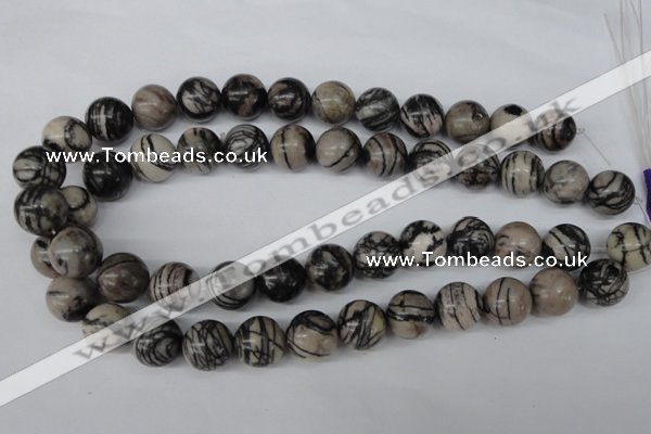 CRO451 15.5 inches 16mm round black water jasper beads wholesale