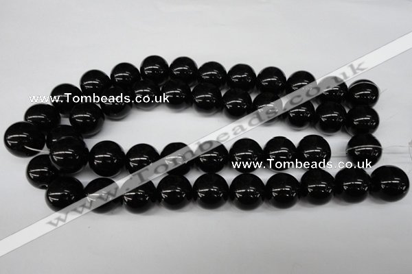 CRO482 15.5 inches 18mm round black agate beads wholesale