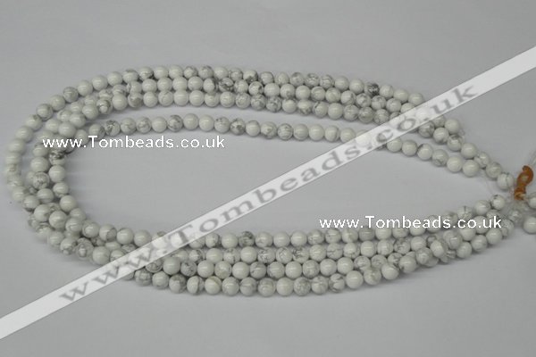 CRO55 15.5 inches 6mm round white howlite turquoise beads wholesale