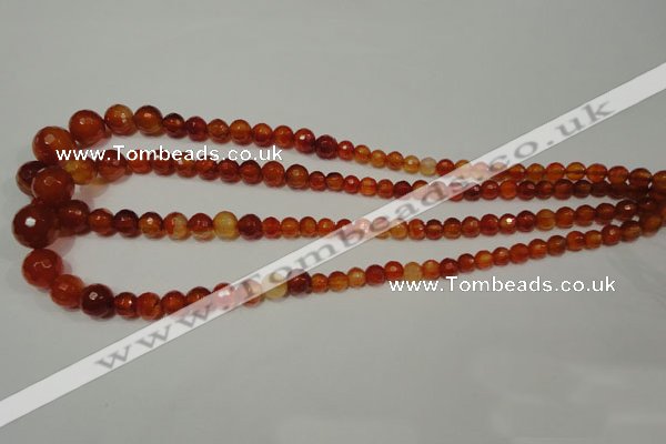 CRO700 15.5 inches 6mm – 14mm faceted round red agate beads