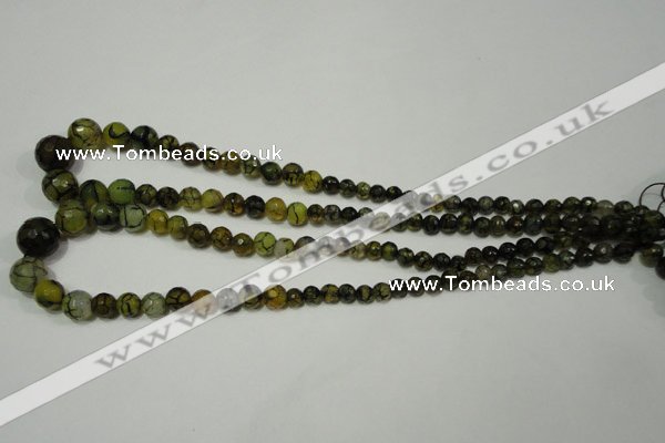 CRO703 15.5 inches 6mm – 14mm faceted round dragon veins agate beads
