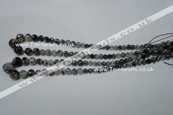 CRO704 15.5 inches 6mm – 14mm faceted round dragon veins agate beads