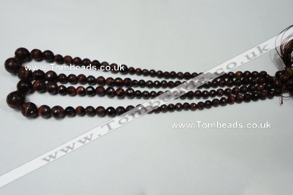 CRO708 15.5 inches 6mm – 14mm faceted round red tiger eye beads