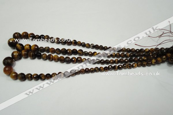 CRO710 15.5 inches 6mm – 14mm faceted round yellow tiger eye beads