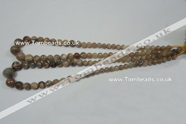 CRO730 15.5 inches 6mm – 14mm faceted round moonstone gemstone beads