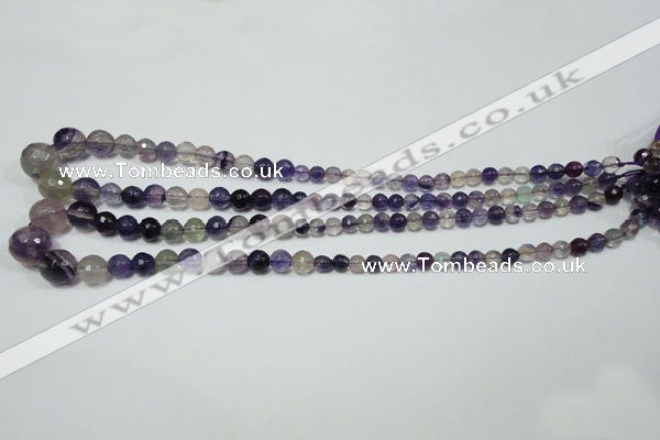 CRO731 15.5 inches 6mm – 14mm faceted round fluorite gemstone beads