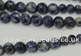 CRO733 15.5 inches 6mm – 14mm faceted round blue spot stone beads