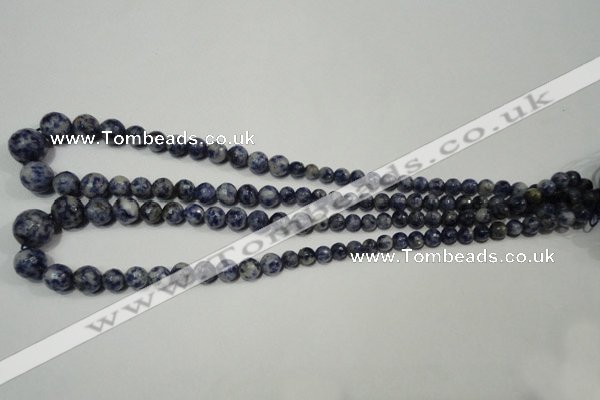 CRO733 15.5 inches 6mm – 14mm faceted round blue spot stone beads