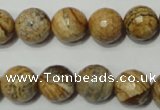 CRO764 15.5 inches 12mm faceted round picture jasper beads wholesale