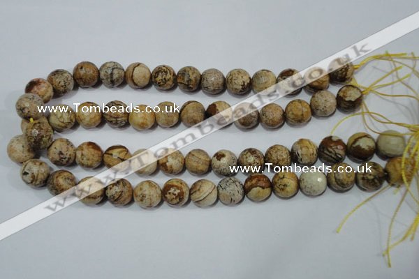 CRO765 15.5 inches 14mm faceted round picture jasper beads wholesale