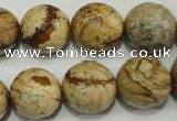 CRO766 15.5 inches 16mm faceted round picture jasper beads wholesale