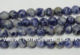 CRO771 15.5 inches 6mm faceted round blue spot stone beads wholesale