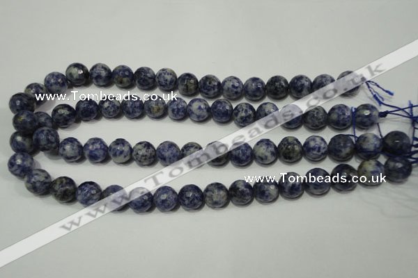 CRO774 15.5 inches 12mm faceted round blue spot stone beads wholesale