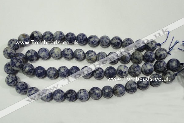 CRO775 15.5 inches 14mm faceted round blue spot stone beads wholesale